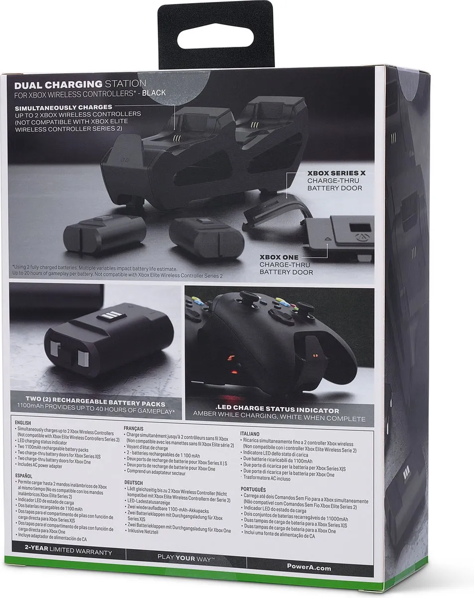 PowerA Dual Oplaadstation Voor Xbox Series X|S - Inclusief 2 Batterijen - Zwart