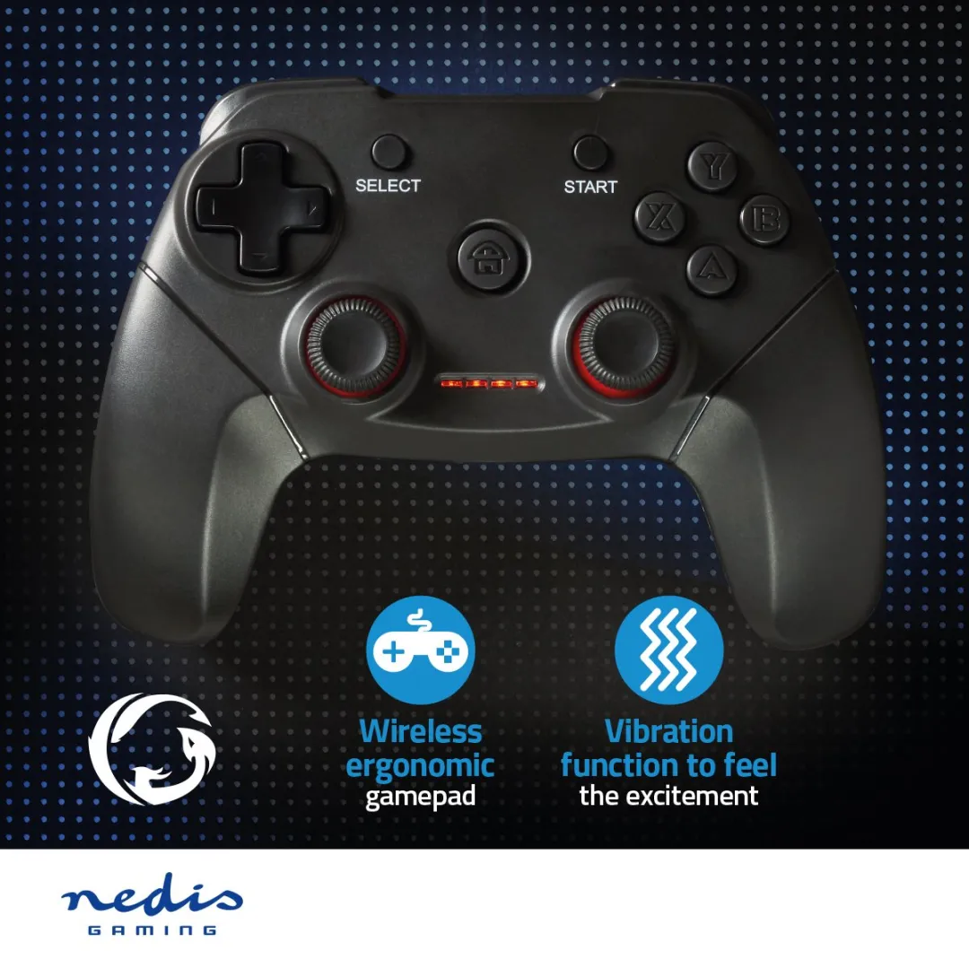 Nedis GGPDW110BK Draadloze Gaming Controller - 11 Knoppen - PC - Zwart