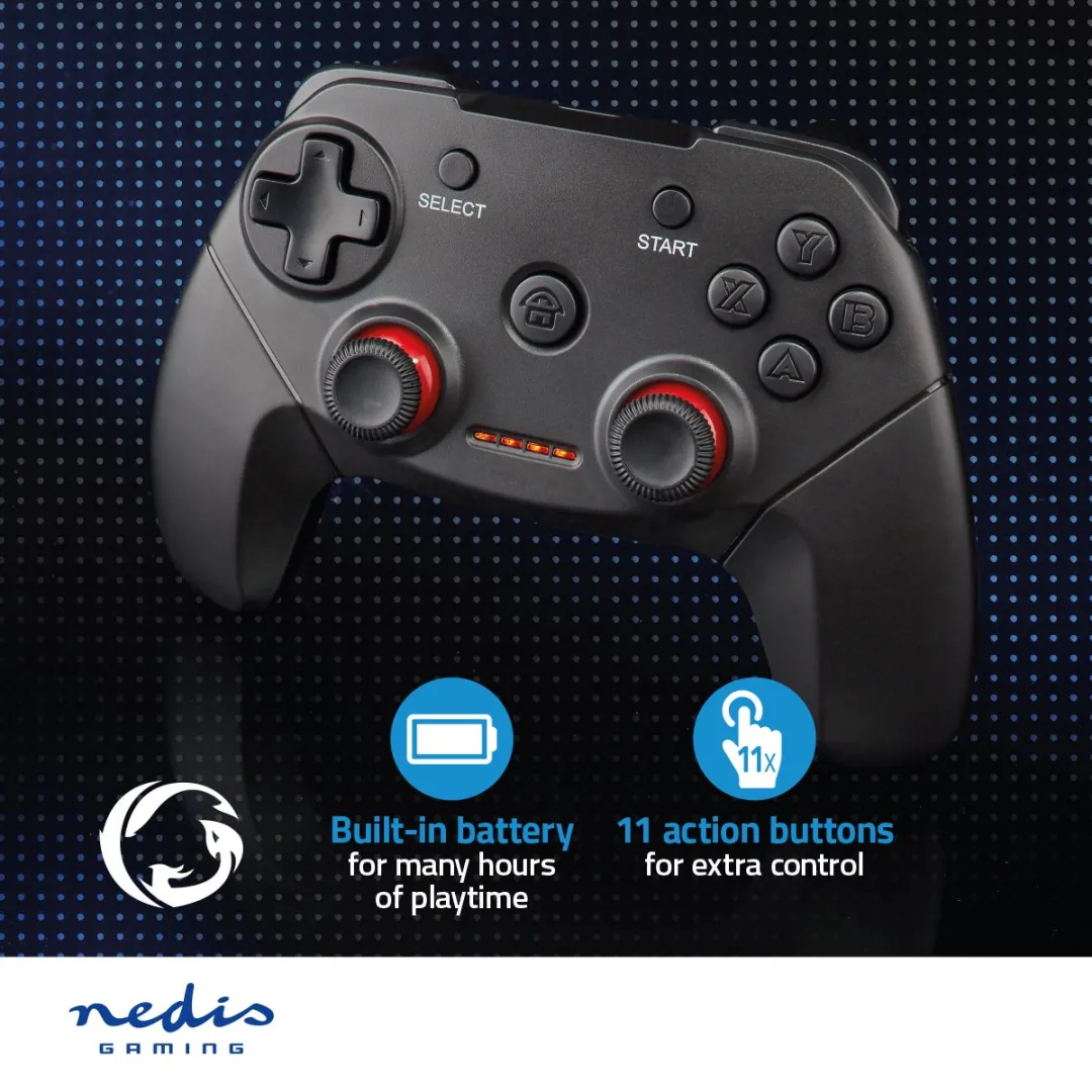 Nedis GGPDW110BK Draadloze Gaming Controller - 11 Knoppen - PC - Zwart