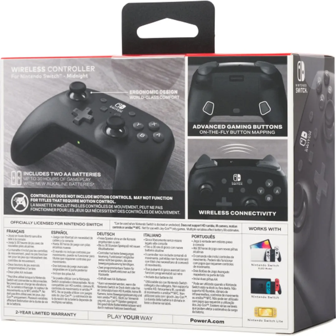 POWERA NSGP0009-01 Draadloze Controller Nintendo Switch - Middernacht - Zwart