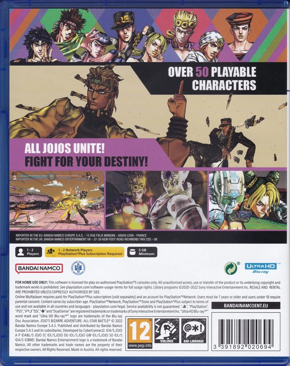 Bandai Namco JoJo's Bizarre Adventure All Star Battle R