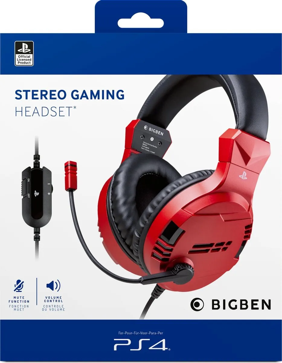 Bigben Stereo Gaming Headset V3 PS4OFHEADSETV3RED - Rood