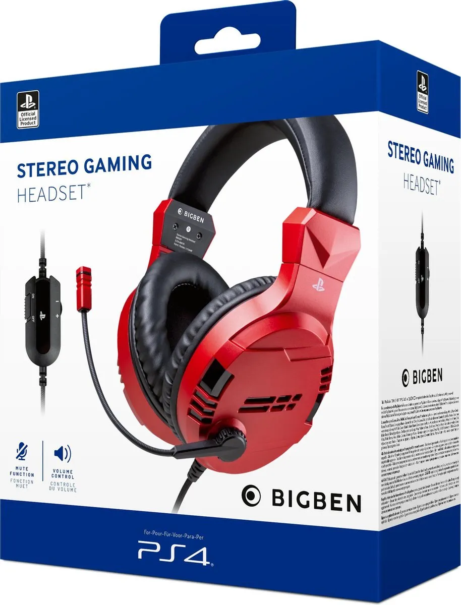 Bigben Stereo Gaming Headset V3 PS4OFHEADSETV3RED - Rood - afbeelding 6 van 6