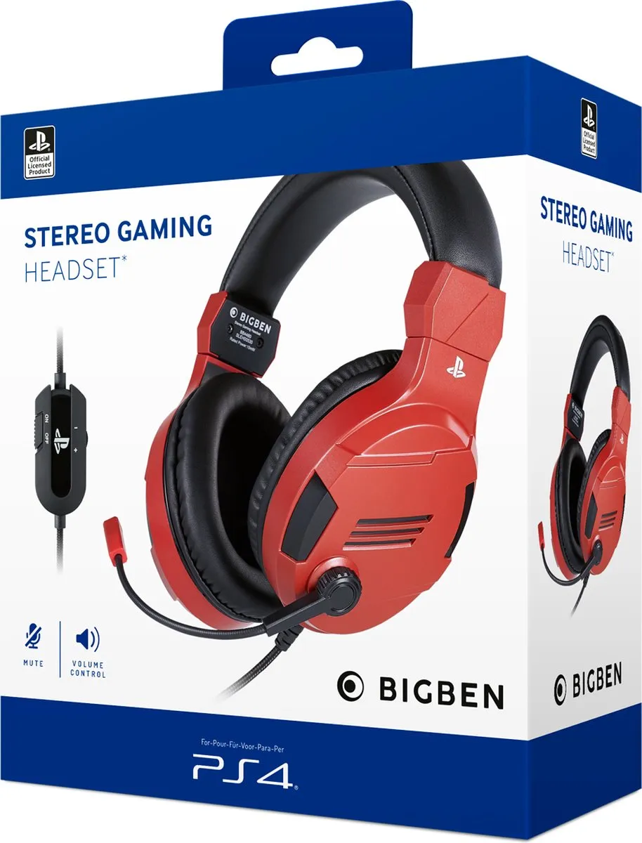 Bigben Stereo Gaming Headset V3 PS4OFHEADSETV3RED - Rood