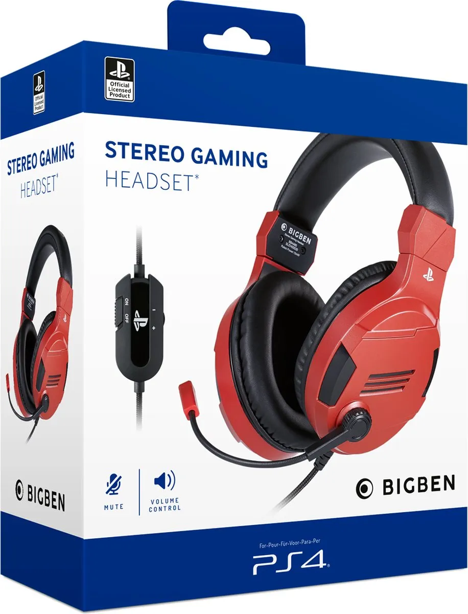 Bigben Stereo Gaming Headset V3 PS4OFHEADSETV3RED - Rood