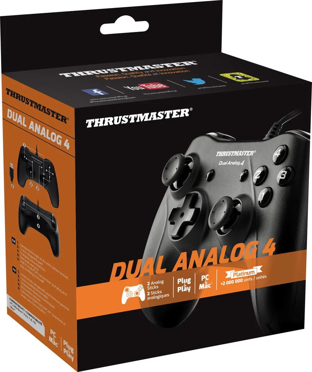 Thrustmaster Dual Analog 4 Gamepad - USB - 12 Knoppen - Zwart