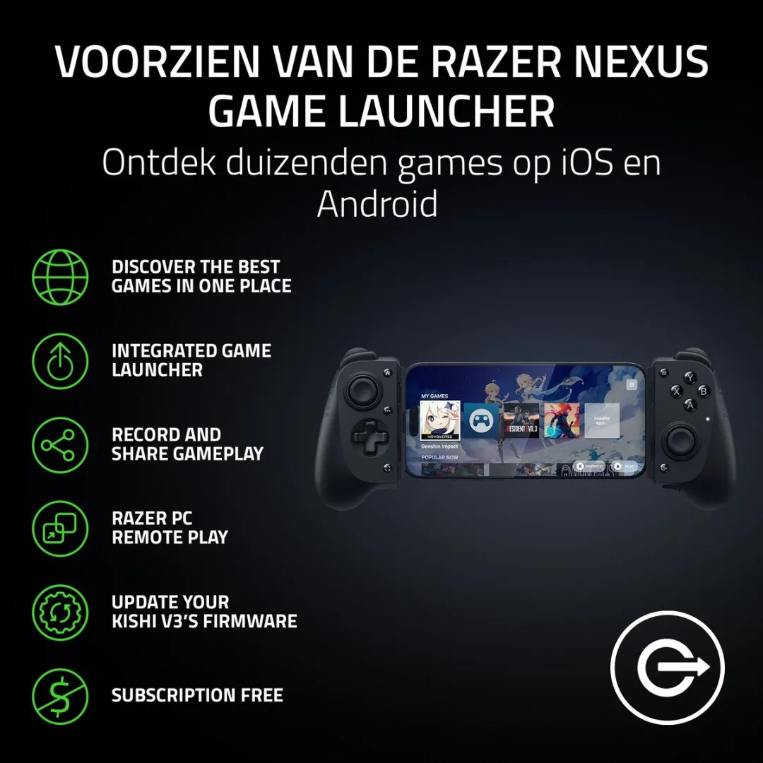 Razer Kishi V3 RZ06-03550100-R3M1 Gaming Controller - USB-C - Zwart