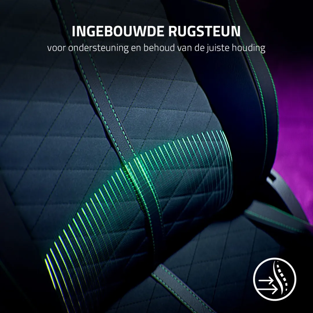 Razer Enki X RZ38-03880100-R3G1 Gaming Stoel - Rugsteun & Schouderbogen - Zwart/Groen