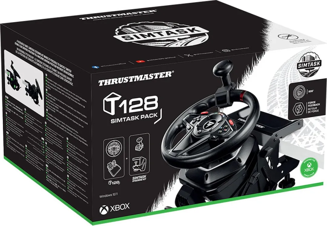 Thrustmaster T128 SimTask Pack - Race stuur en Pedalen inclusief Steering Kit - Farming & Truck Simulator Bundle - Xbox Series X|S, Xbox One & PC
