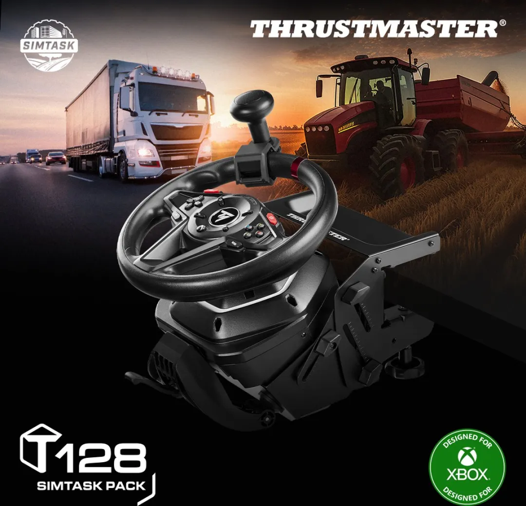 Thrustmaster T128 SimTask Pack - Race stuur en Pedalen inclusief Steering Kit - Farming & Truck Simulator Bundle - Xbox Series X|S, Xbox One & PC