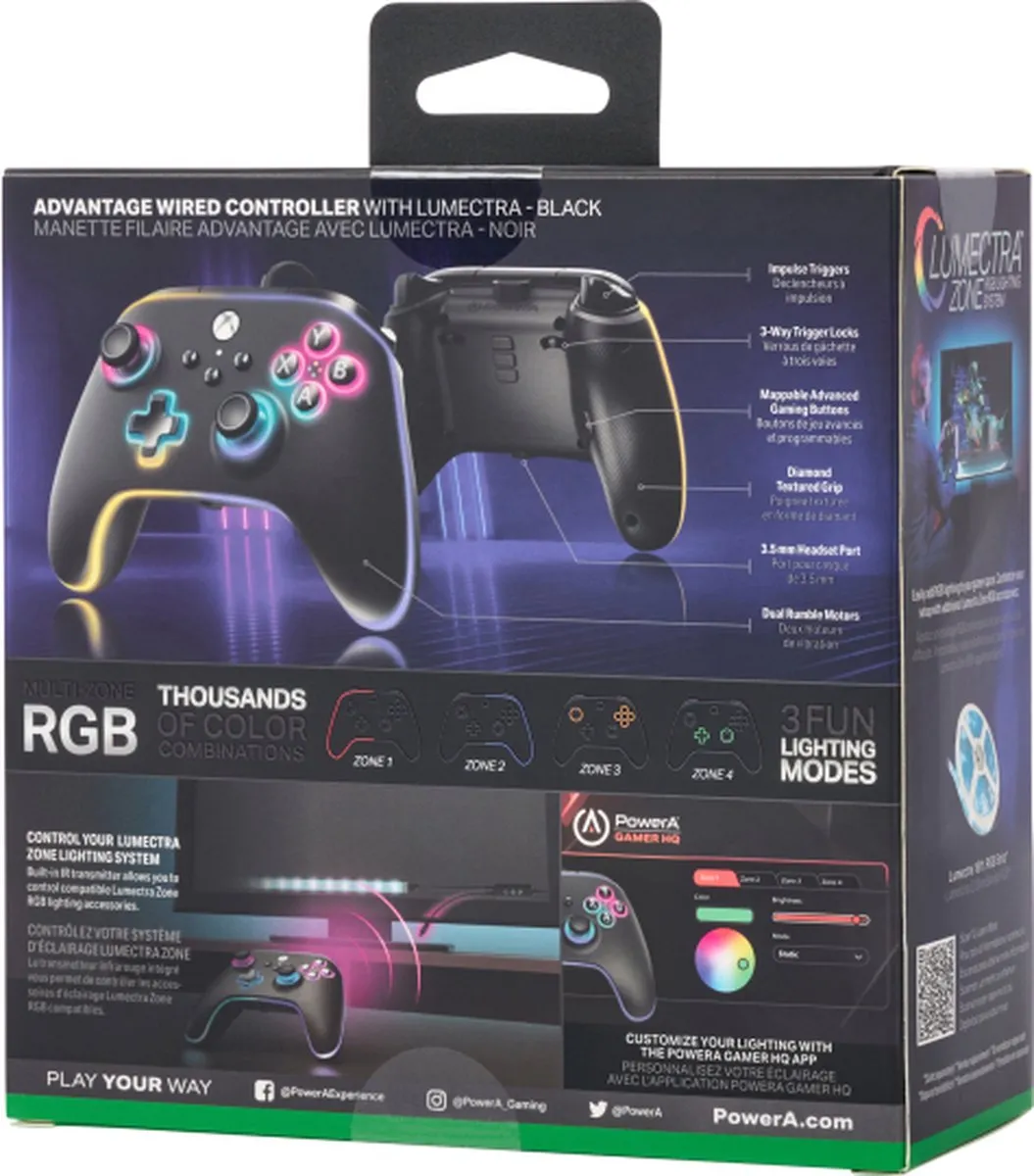 PowerA Advantage Lumectra XBGP0140-01 Bedrade Controller Xbox Series X|S - Zwart