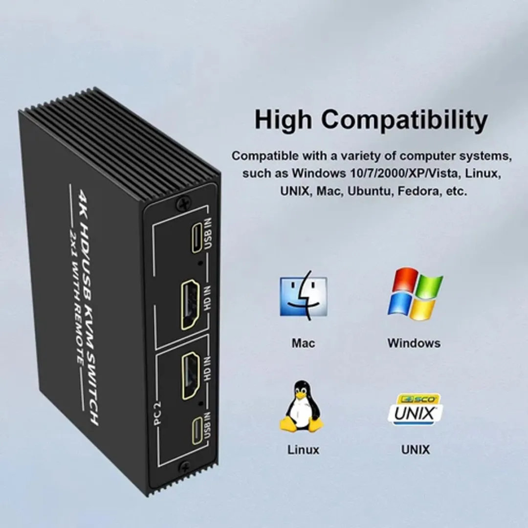 NÖRDIC KVM HDMI Switch 2 in 1 uit 4K@60Hz - 4x USB 2.0