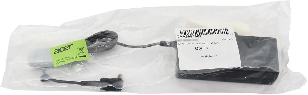 Acer 25.T2VM5.001 Oplader 65W - Zwart