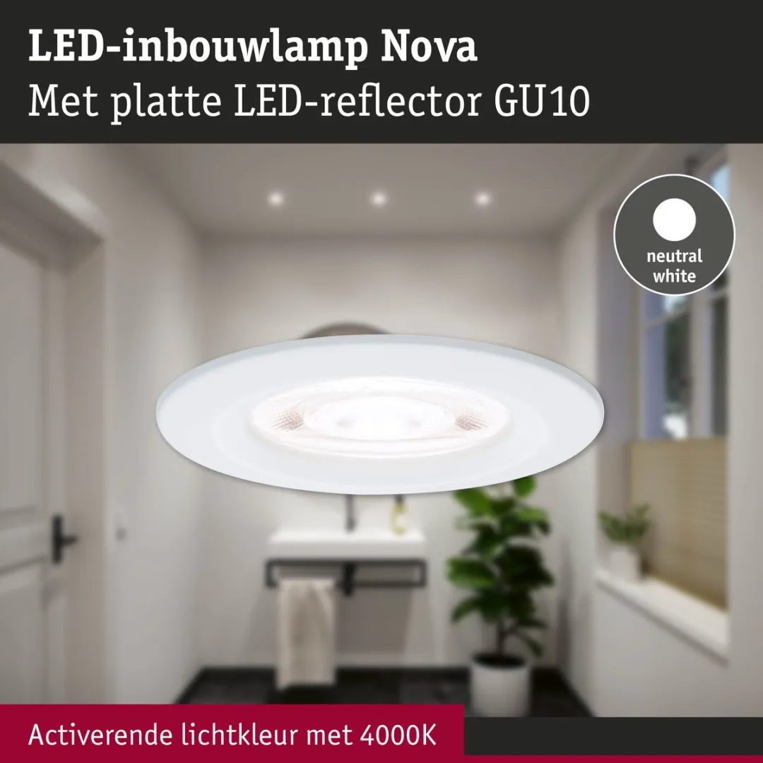 Paulmann Nova GU10 LED-inbouwlamp 4,9W 550lm 4000K - IP44 Wit mat