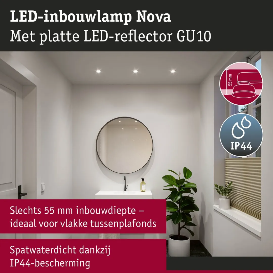 Paulmann Nova GU10 LED-inbouwlamp 4,9W 550lm 4000K - IP44 Wit mat - afbeelding 6 van 6