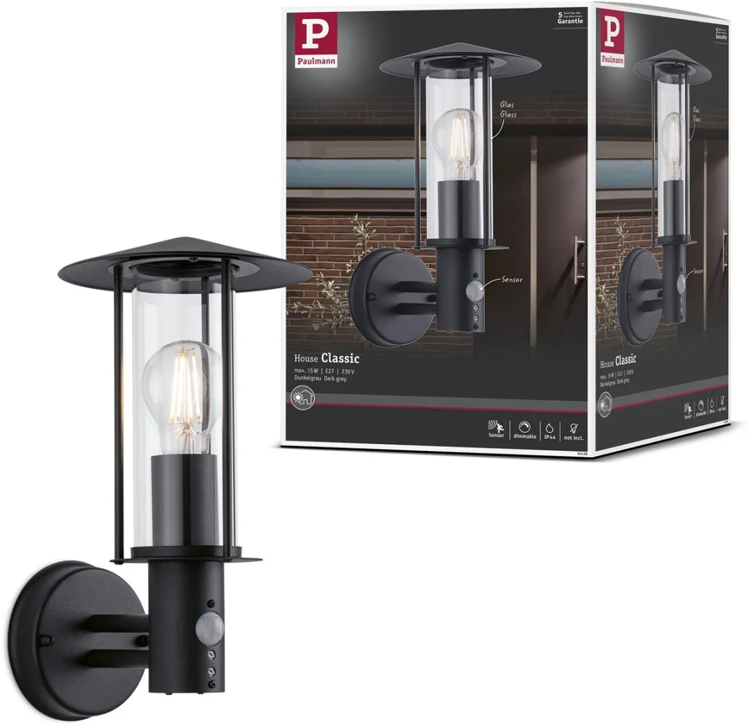 Paulmann Classic Wandarmatuur Bewegingsmelder 15W IP44