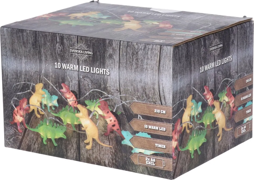 Svenska Living Lichtsnoer Dinosaurus 200cm - Warm Wit - 10x LED