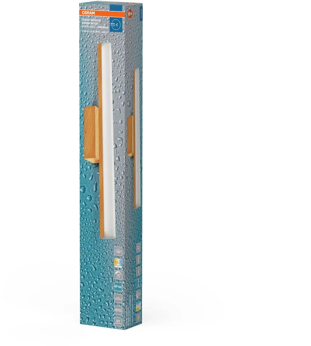 Osram Orbis Mirror 60cm Click CCT DIM IP44 Houten Decor - 10W 950lm