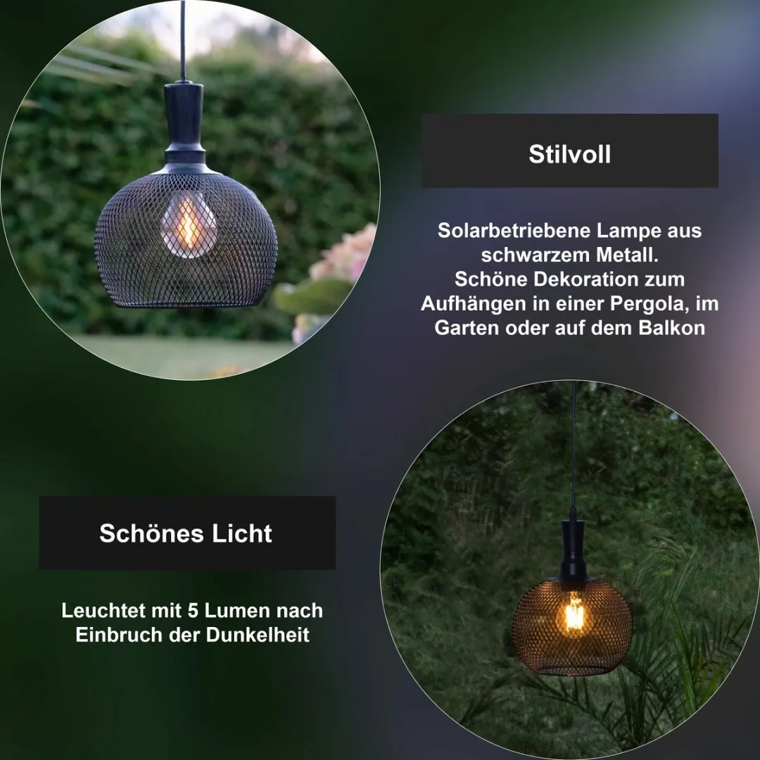 Star Trading Solar Hanglamp Zonlicht LED - 25cm - Warm wit - Schemersensor