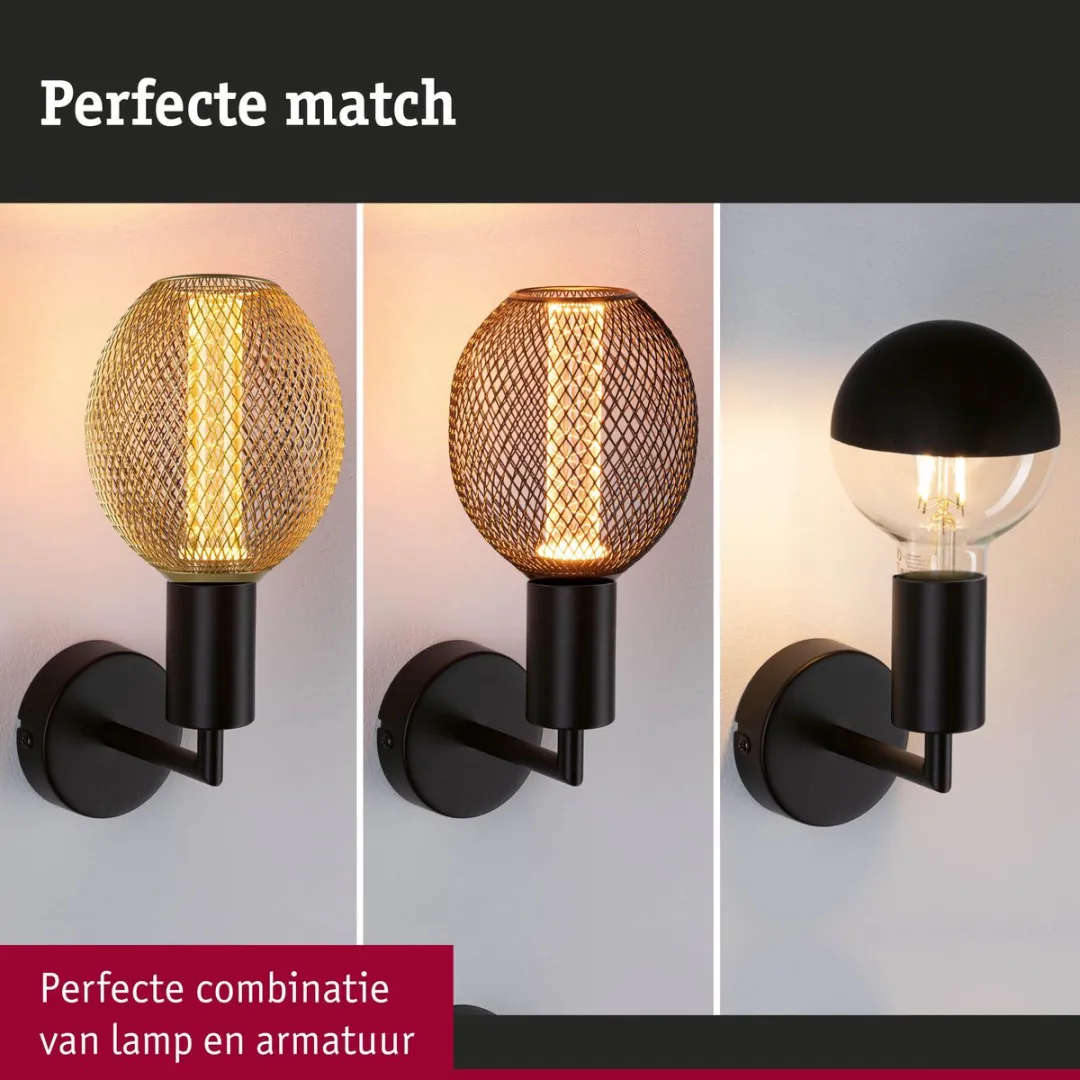 Paulmann Wandlamp Ravi IP44 E27 1800K - 200lm - Zwart mat
