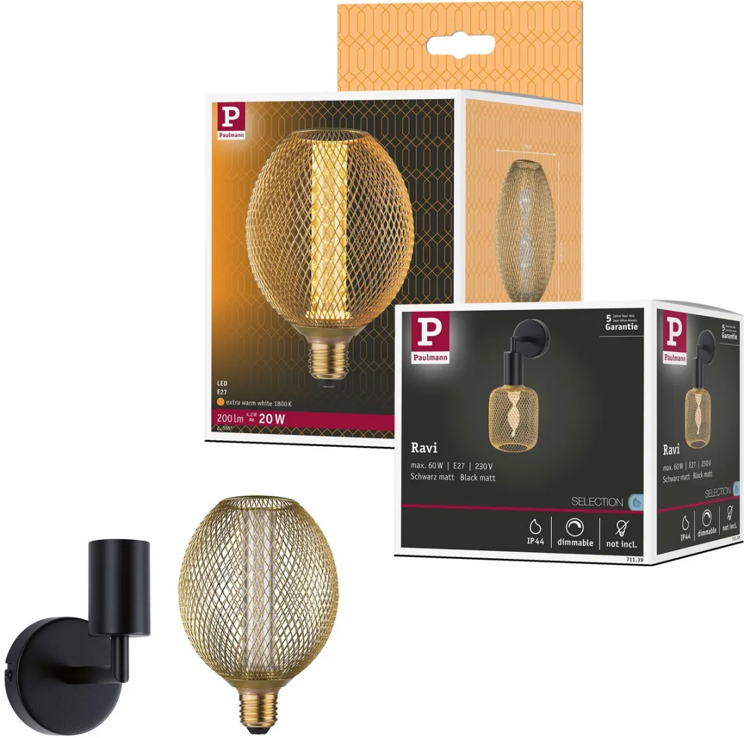 Paulmann Wandlamp Ravi IP44 E27 1800K