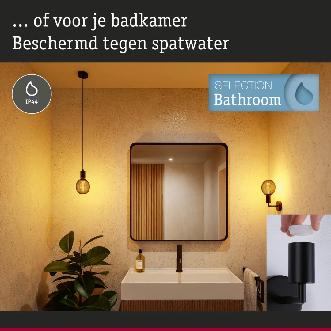Paulmann Wandlamp Ravi IP44 E27 1800K - 200lm - Zwart mat