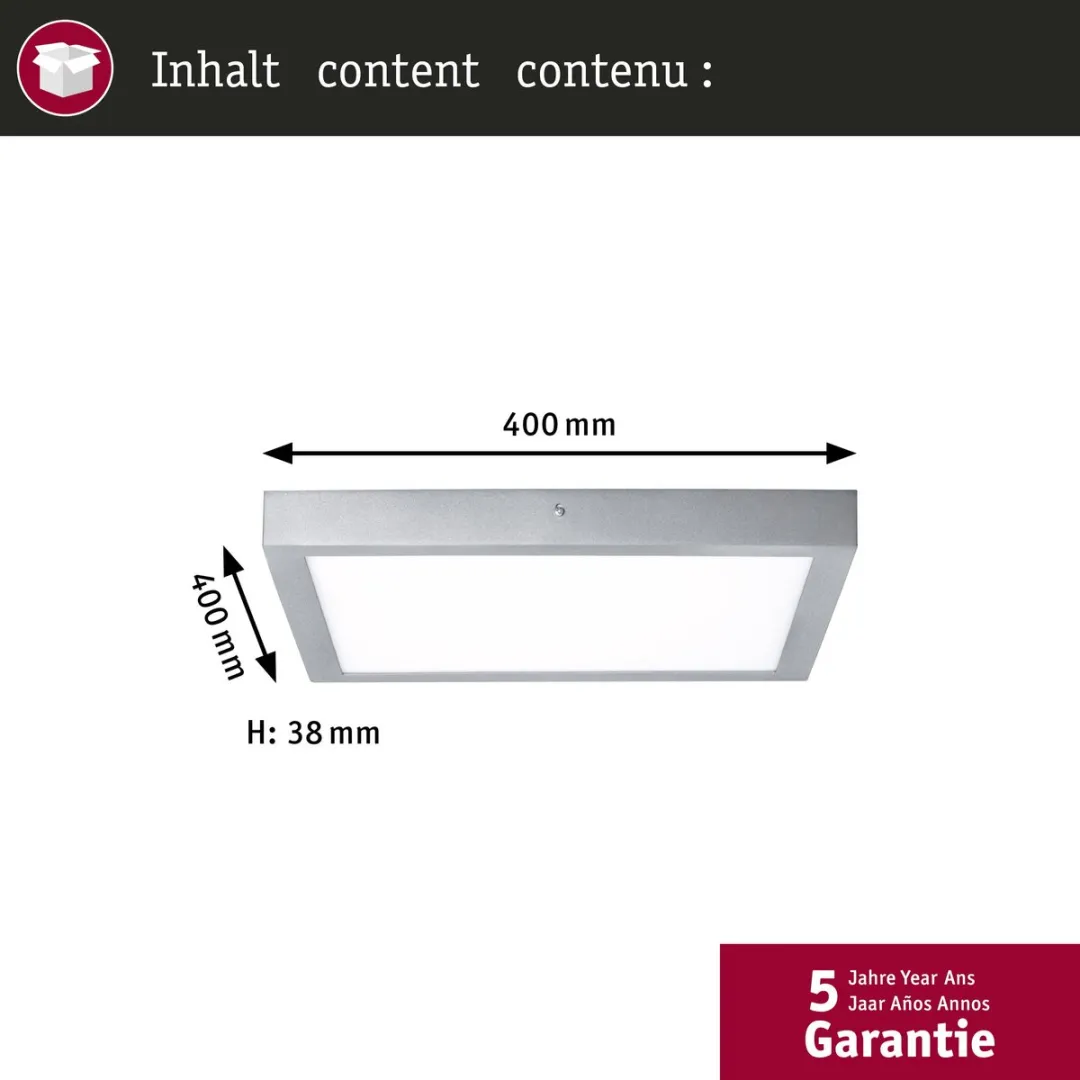 Paulmann LED-paneel Lunar Hoekig 400x400mm 22W 1700lm - Chroom mat - afbeelding 6 van 6