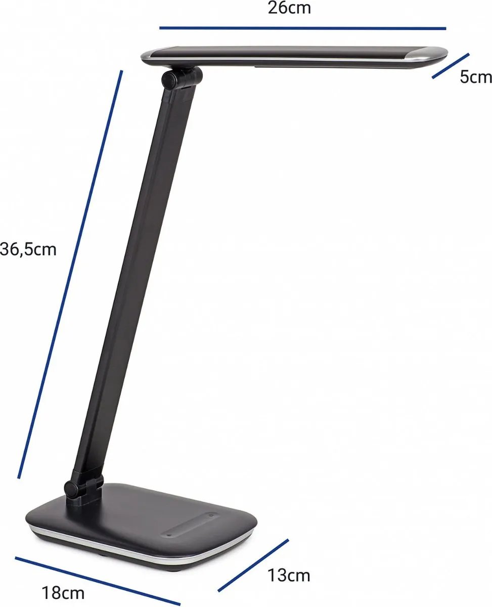 MAULjazzy LED Bureaulamp 5W - Zwart - Dimbaar - USB Oplaadpunt