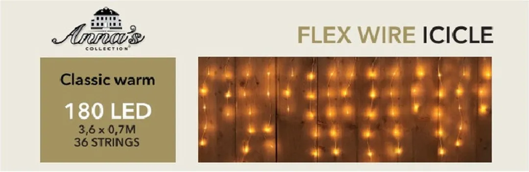 Anna's Collection Ijspegelverlichting 180 LED - 360x70cm - Warm wit
