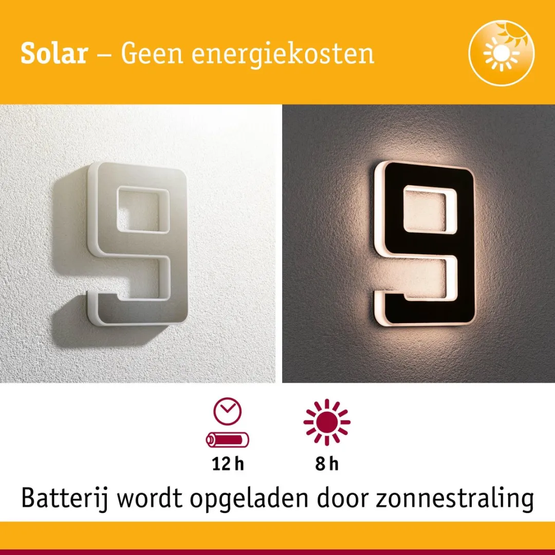 Paulmann Solar LED Huisnummerverlichting 6lm IP44 - Zwart