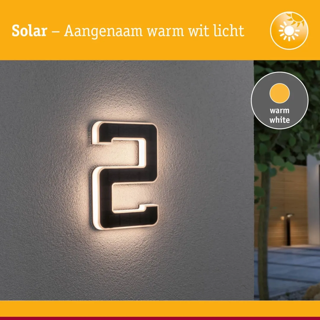 Paulmann Solar LED Huisnummerverlichting 6lm IP44 - Zwart