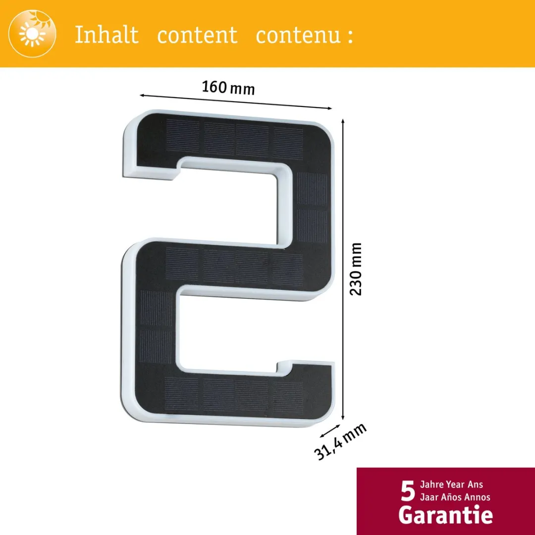 Paulmann Solar LED Huisnummerverlichting 6lm IP44 - Zwart