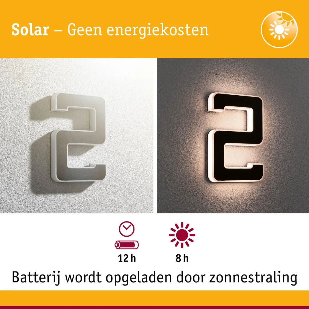 Paulmann Solar LED Huisnummerverlichting 6lm IP44 - Zwart - afbeelding 6 van 6