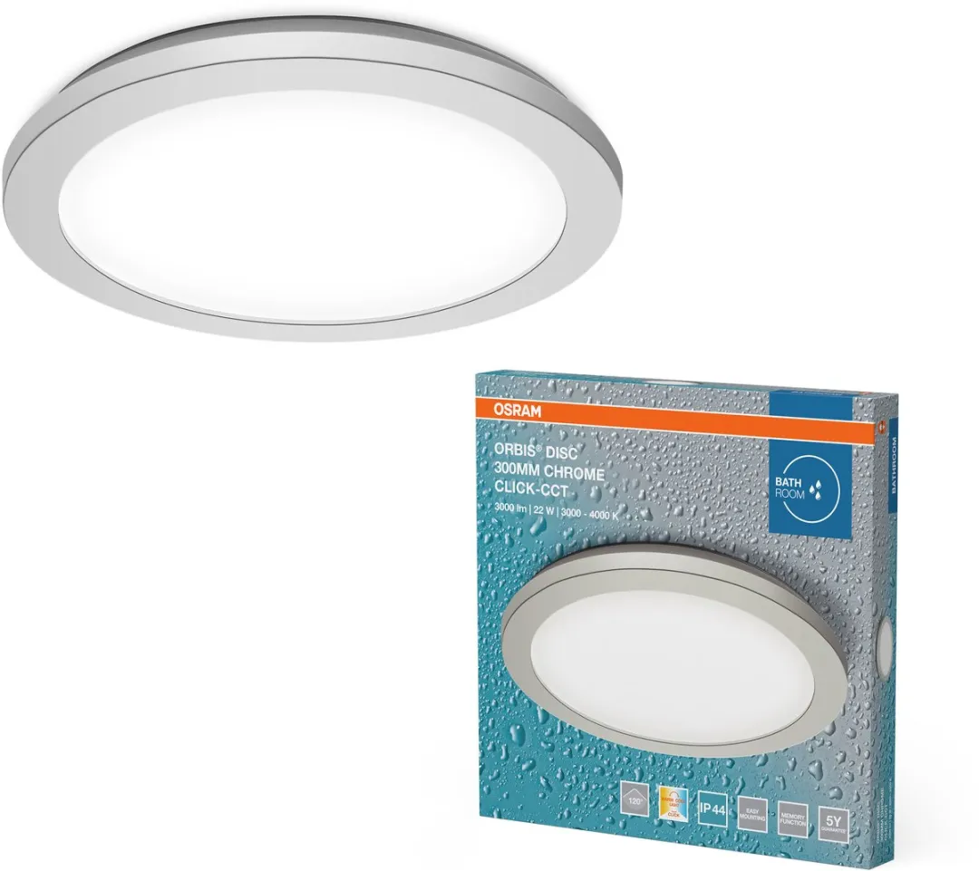 Osram Orbis Disc Wandlamp 22W 1800lm Click CCT - Chroom