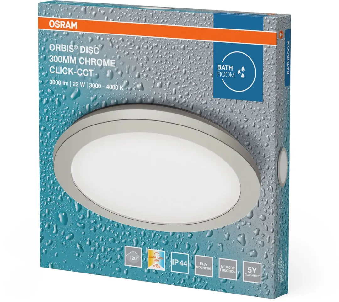 Osram Orbis Disc Wandlamp 22W 1800lm Click CCT - Chroom - afbeelding 6 van 6