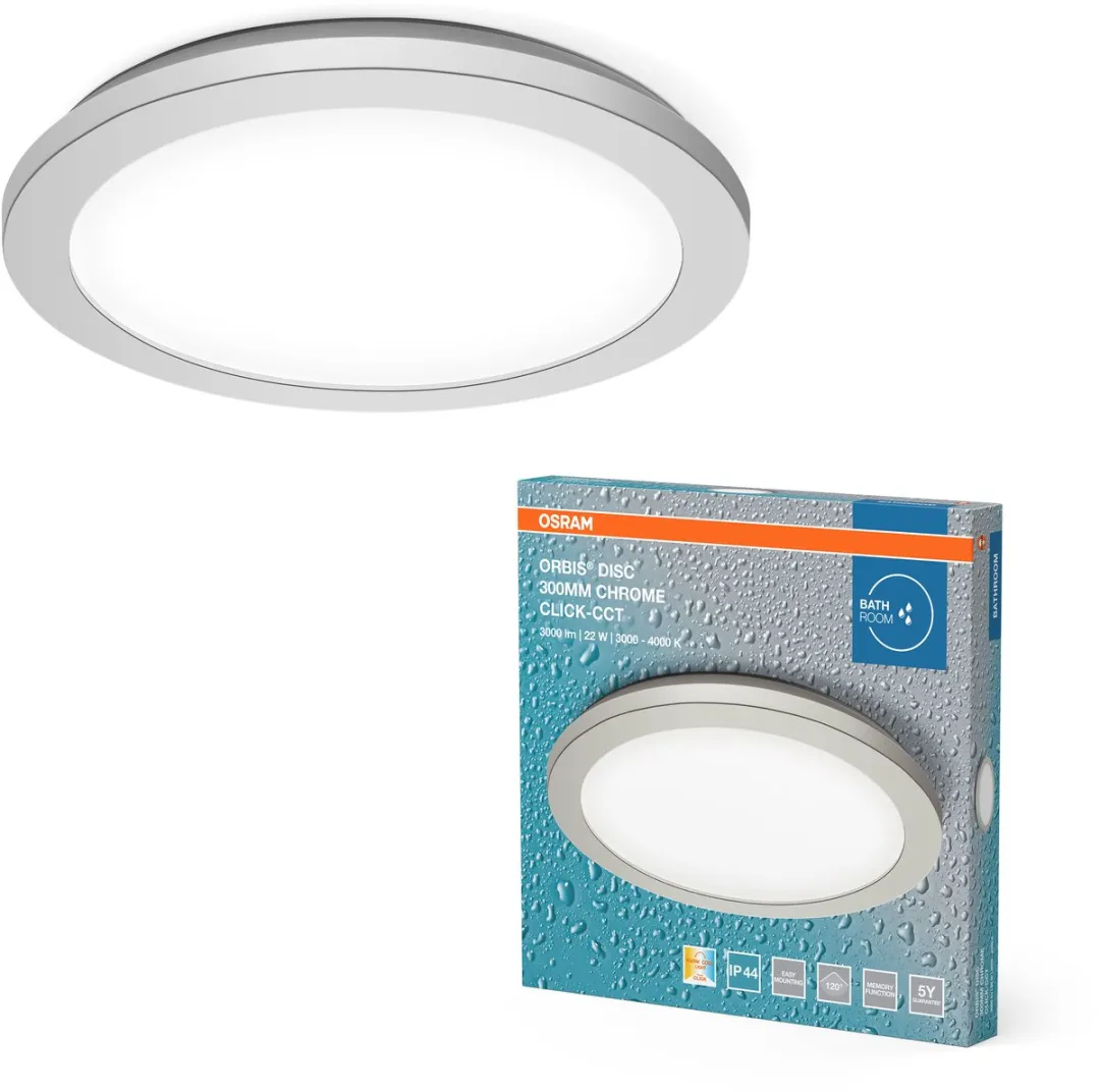 Osram Orbis Disc Wandlamp 22W 1800lm Click CCT - Chroom
