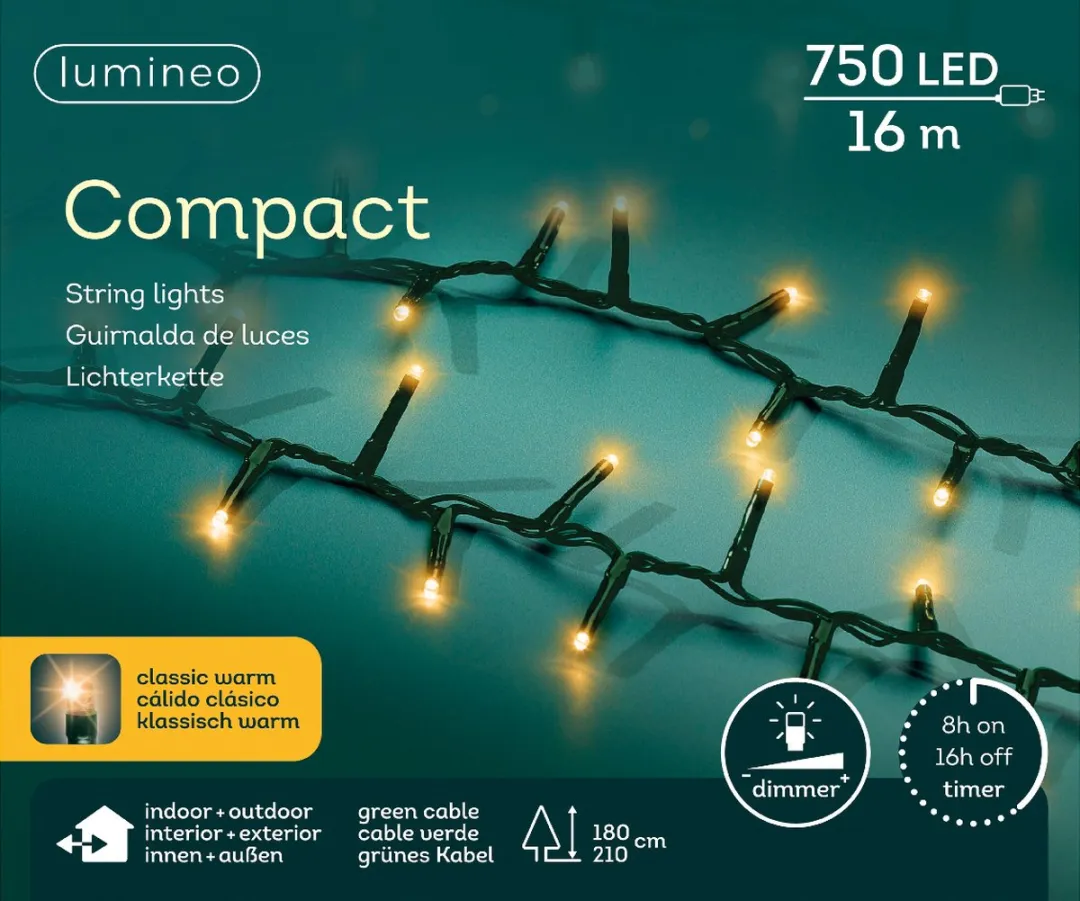 Lumineo LED Kerstverlichting 16m - 750 Goud - Dimbaar