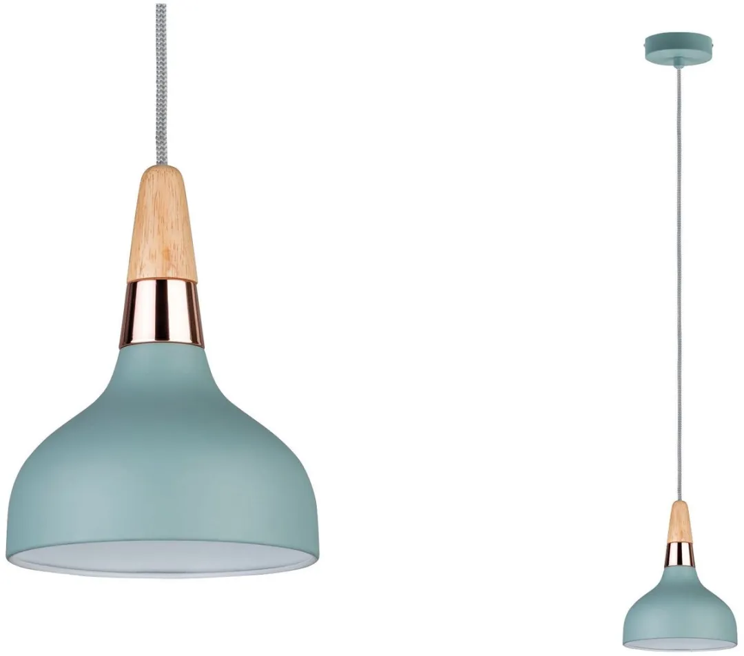 Paulmann Juna Hanglamp E14 20W - Softgroen/Koper/Hout