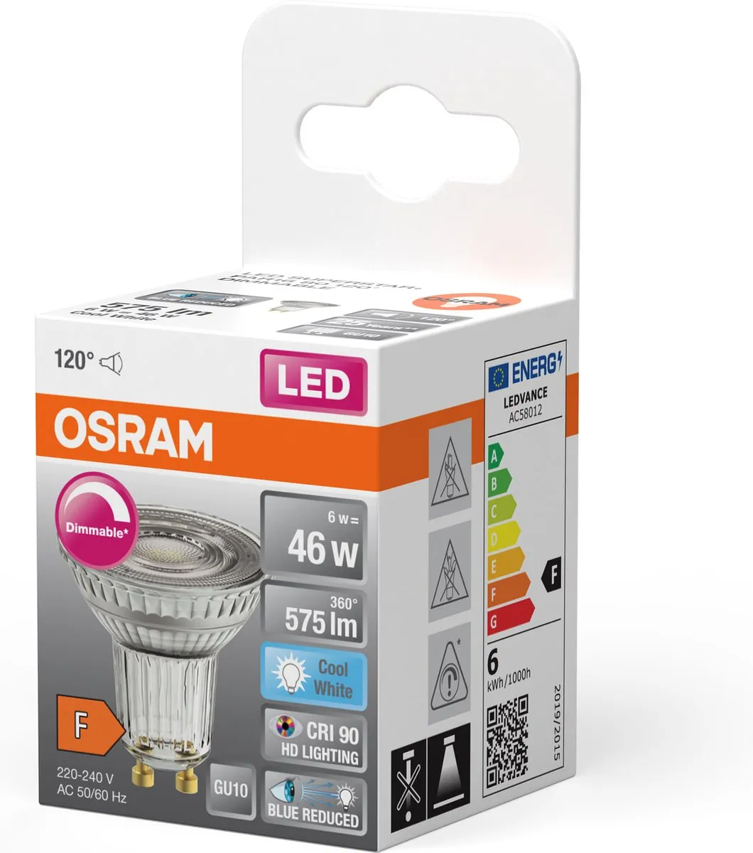 Osram LED Superstar Reflector Spot GU10 PAR16 6W - 575lm - 940 Koel Wit - afbeelding 6 van 6