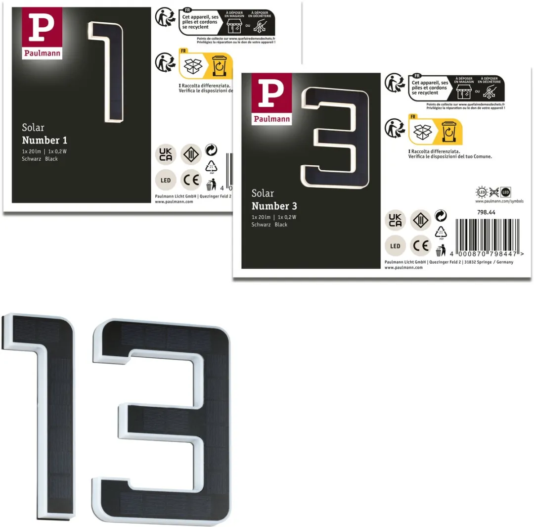Paulmann Solar LED-Huisnummerverlichting 2x6lm 3000K - 2 Stuks - Zwart