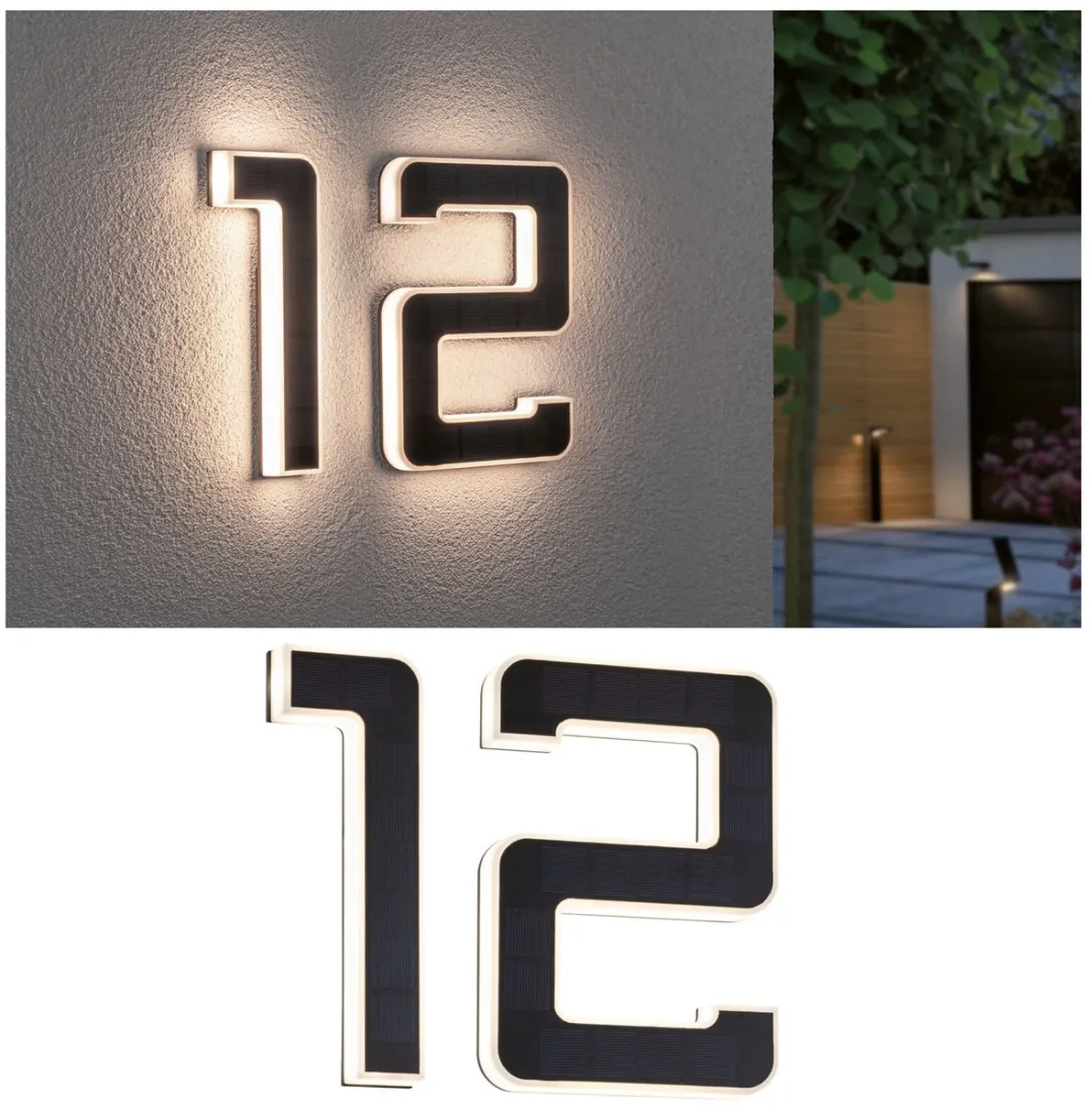 Paulmann Solar LED-Huisnummerverlichting 2x6lm 3000K - 2 Stuks - Zwart