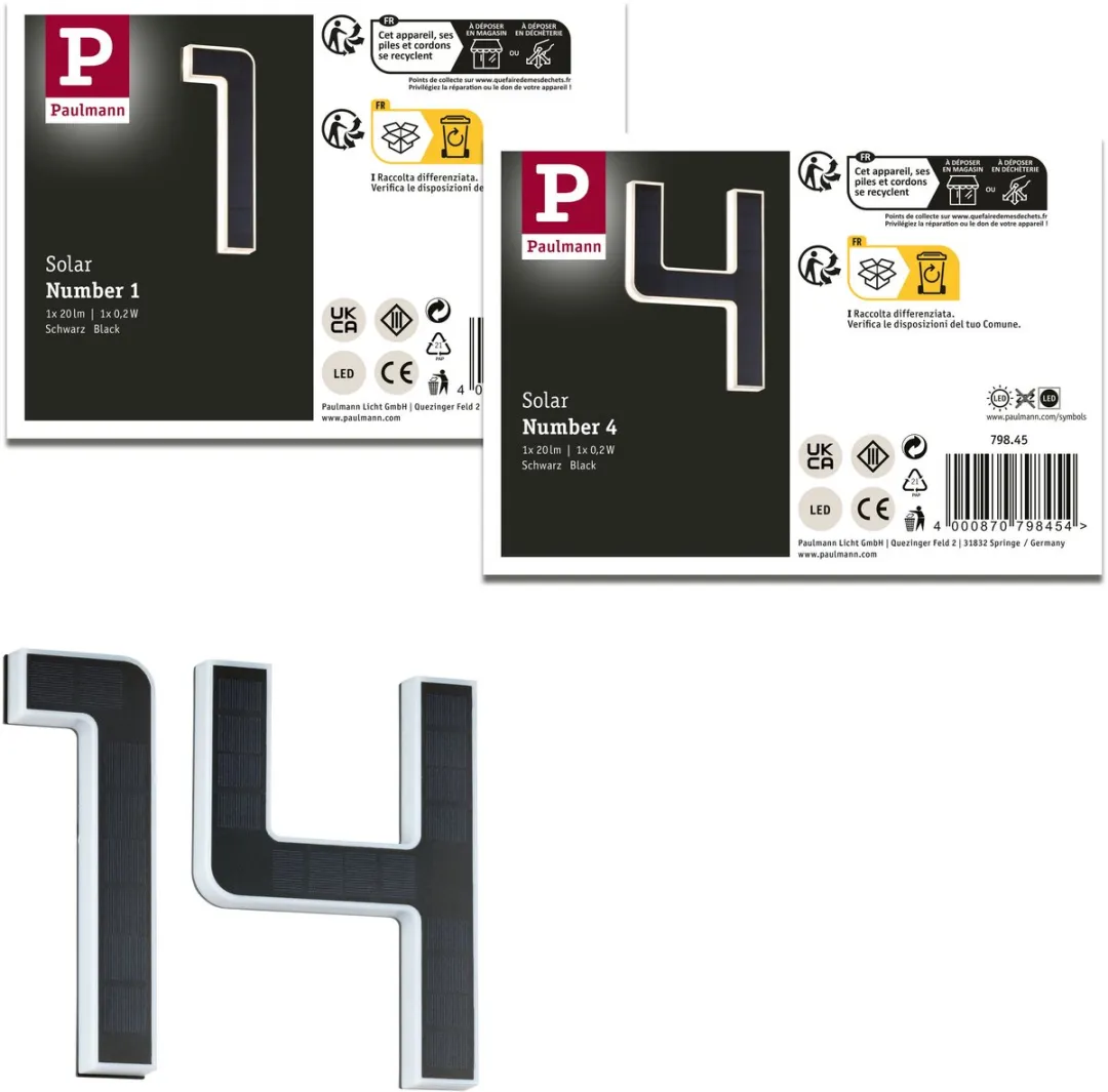 Paulmann Solar LED-Huisnummerverlichting 2x6lm 3000K - 2 Stuks - Zwart