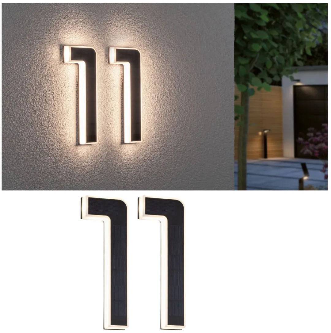 Paulmann Solar LED-Huisnummerverlichting 2x6lm 3000K - 2 Stuks - Zwart - afbeelding 6 van 6