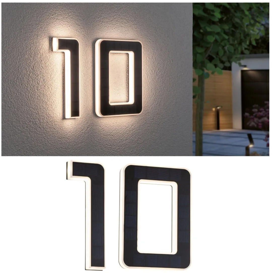 Paulmann Solar LED-Huisnummerverlichting 2x6lm 3000K - 2 Stuks - Zwart