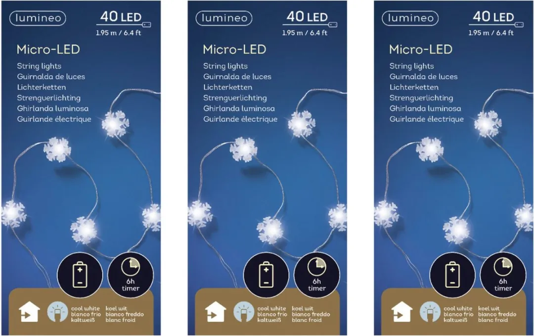 Lumineo Sneeuwvlokken Lichtsnoer 40 LED