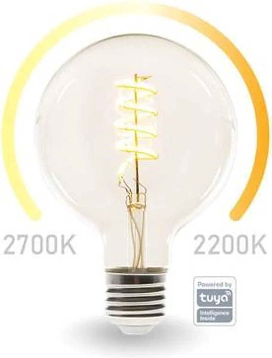 Perel SMART Wifi-Ledlamp E27 G125 - 6.5W 2700K Warmwit - afbeelding 2 van 6