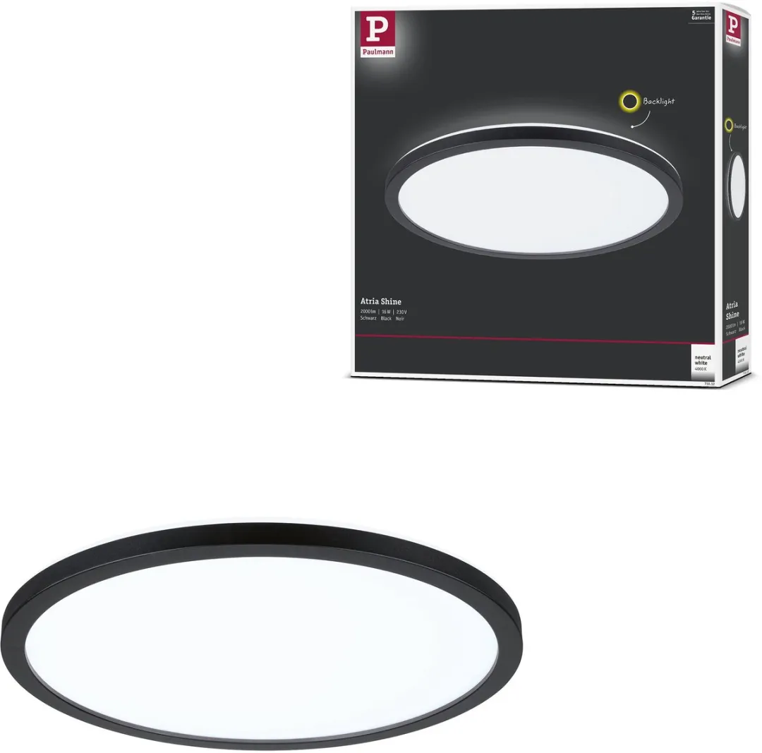 Paulmann Atria Shine LED-paneel 16W 1600lm 4000K - Zwart