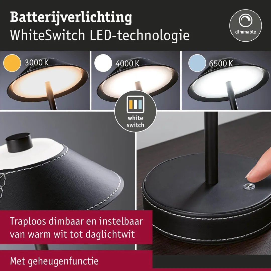 Paulmann Pellini Mobiele Tafellamp 300lm - Zwart