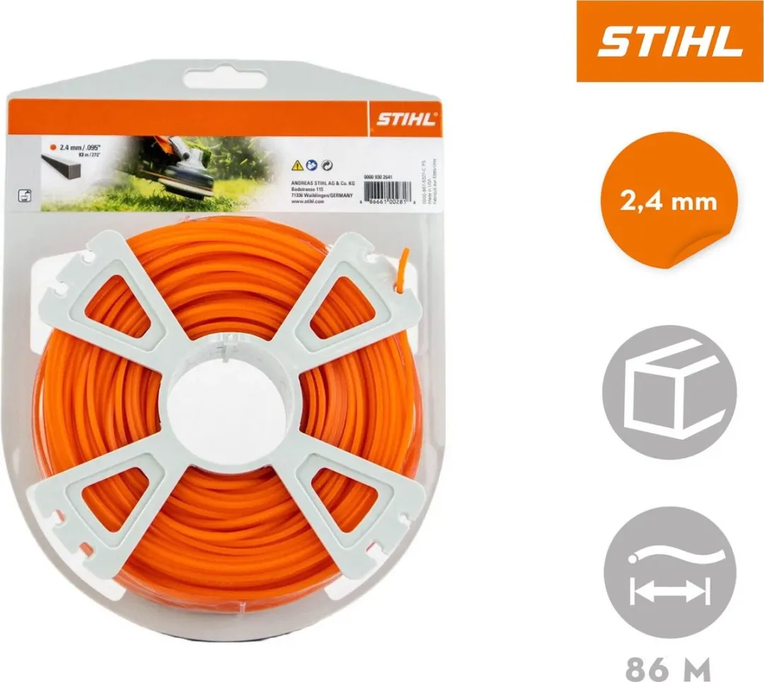 Stihl - Maaidraad - Vierkant - Oranje - Ø 2,4 MM X 83,0 M - ‎00009302641