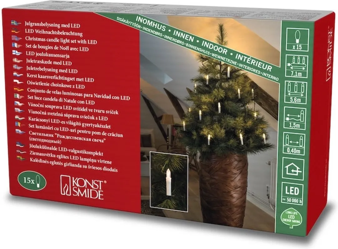 Kaarsverlichting voor binnen - 20 kaarsen - Warm wit - 7.5 meter - Kerstverlichting